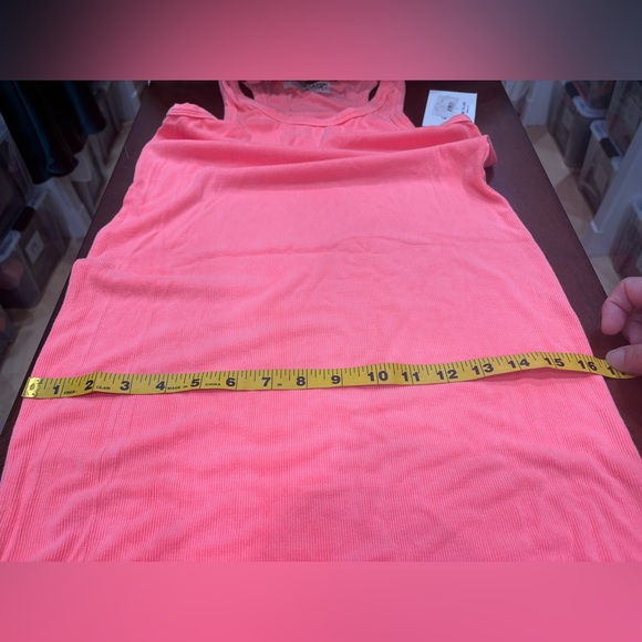 NWT Electric & Rose- Racer Back Ribbed tank Dress in Neon Pink. Size M. - Picture 6 of 6